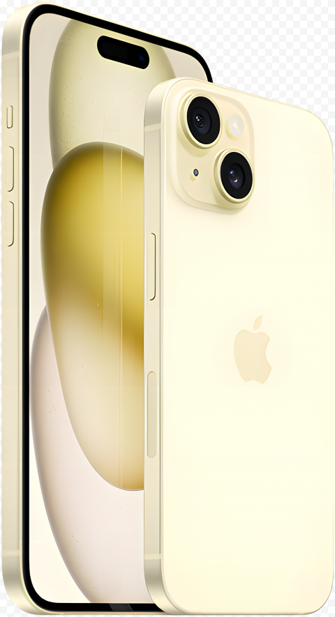 Front and Back Yellow Apple iPhone 15 HighQuality Transparent PNG Isolated Element Detail - Image ID ae9f4979