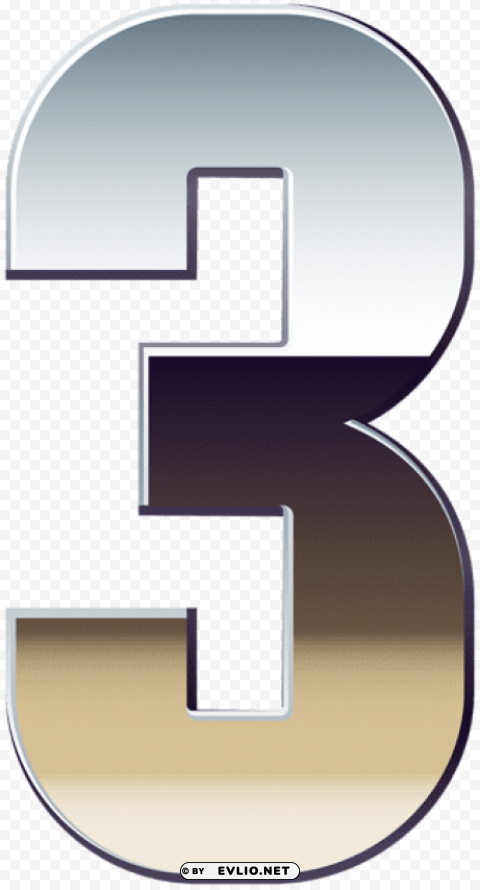 number three silver PNG images for editing
