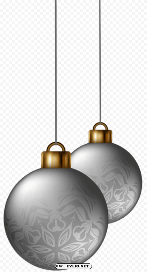 silver christmas balls PNG files with no background bundle