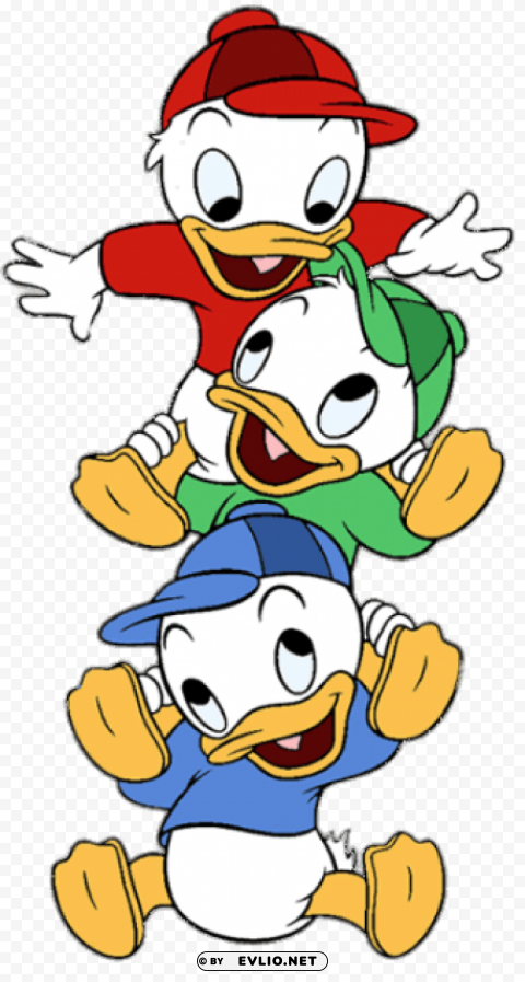 ducktales huey dewey and louie on each others shoulders Isolated Element with Clear PNG Background