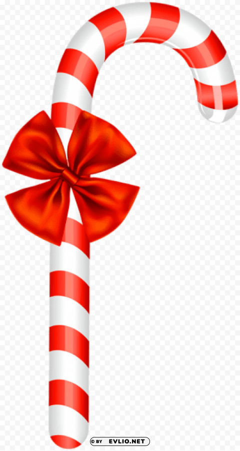 Candy Cane With Bow PNG Photo