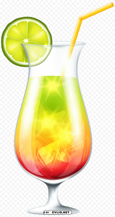 cocktail with lime PNG Isolated Subject on Transparent Background