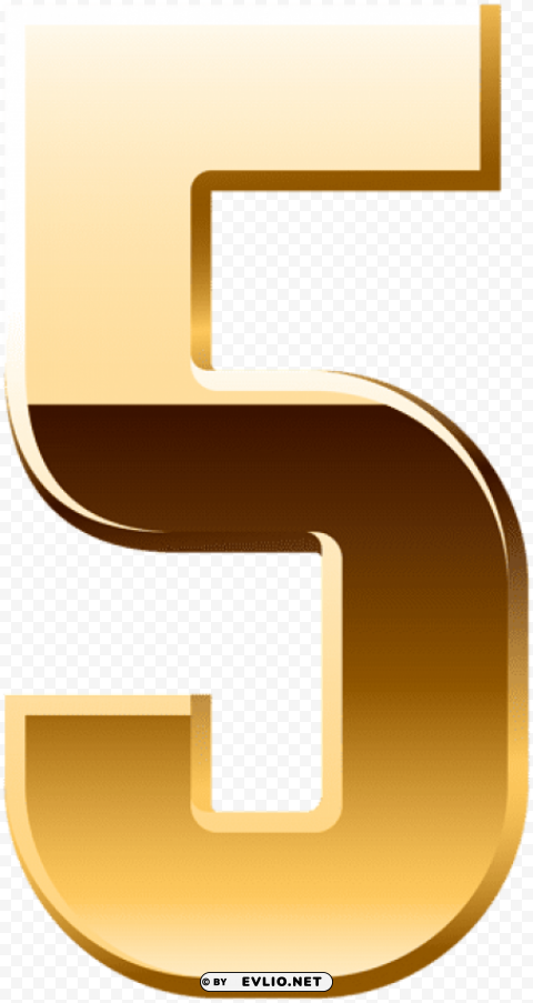 gold number five Isolated Design Element in PNG Format