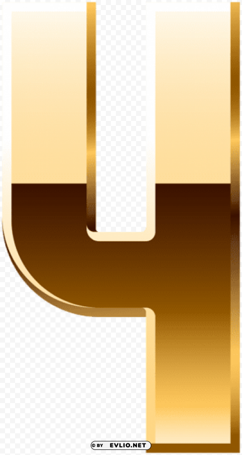 gold number four Isolated Design Element in HighQuality Transparent PNG