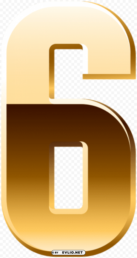 gold number six Isolated Design Element in Transparent PNG