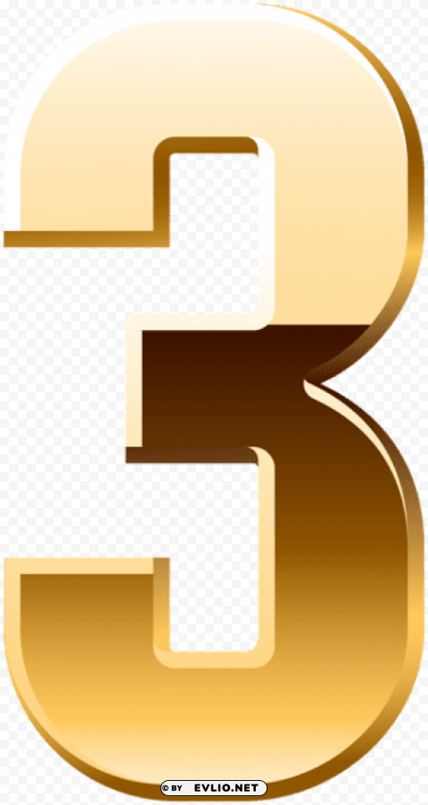 gold number three Isolated Design Element in HighQuality PNG