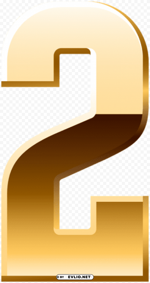 gold number two Isolated Design Element in Clear Transparent PNG