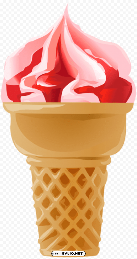 strawberry ice cream cone PNG transparency