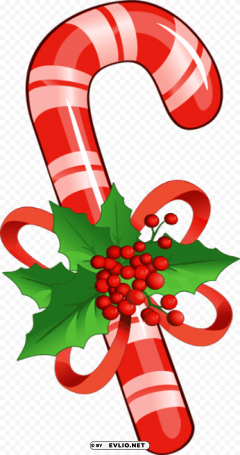 candy cane with mistletoe PNG objects