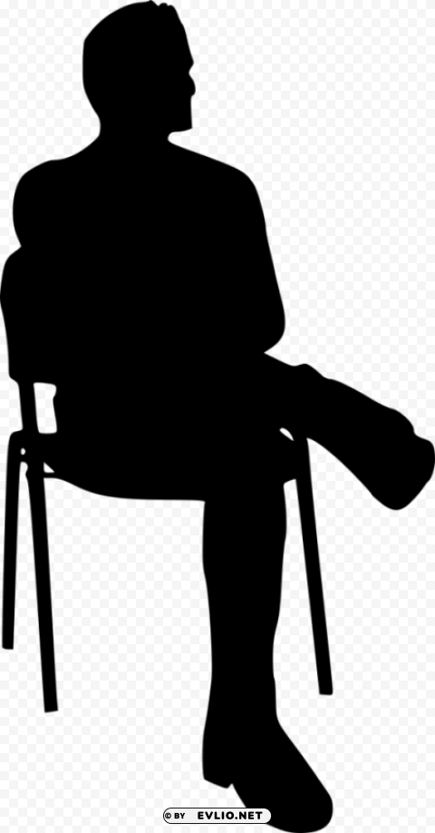 Sitting in Chair Silhouette Transparent Background Isolation of PNG