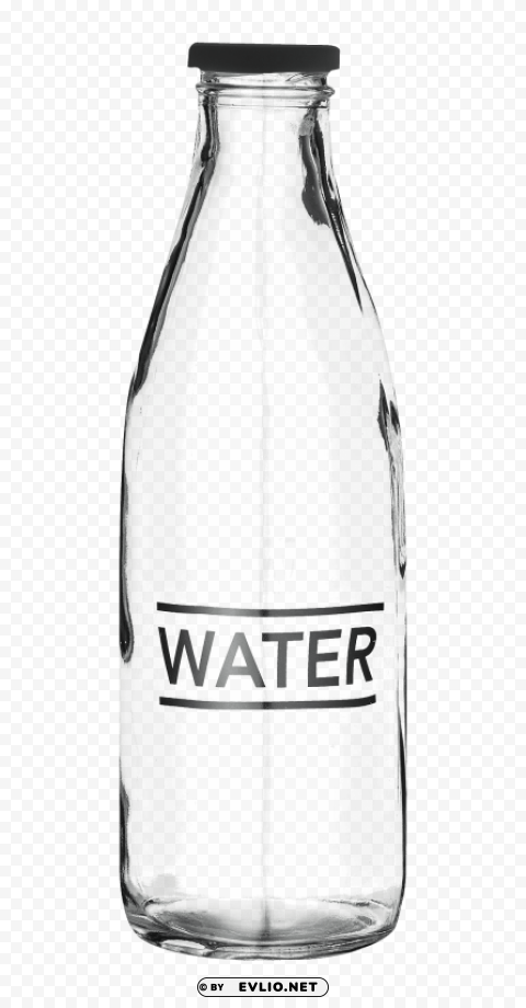 glass water bottle PNG Isolated Object on Clear Background