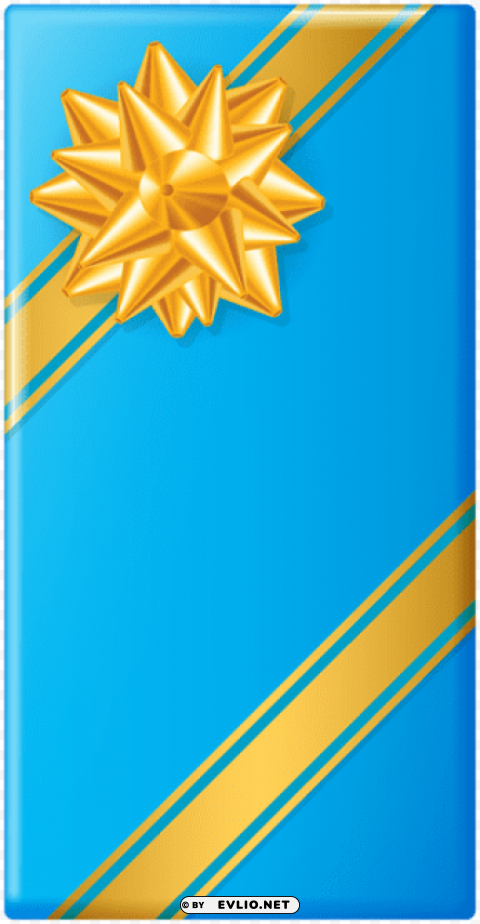 vertical gift box blue PNG with clear transparency