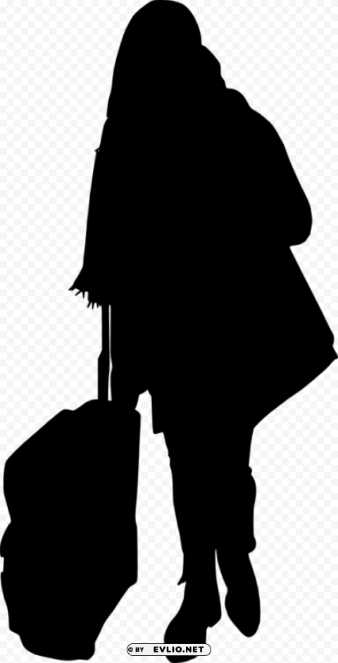 People with Luggage Silhouette Transparent PNG Isolated Design Element
