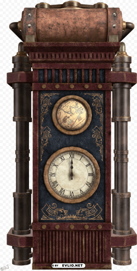 clock transparent tubes steampunk Isolated Element with Clear Background PNG