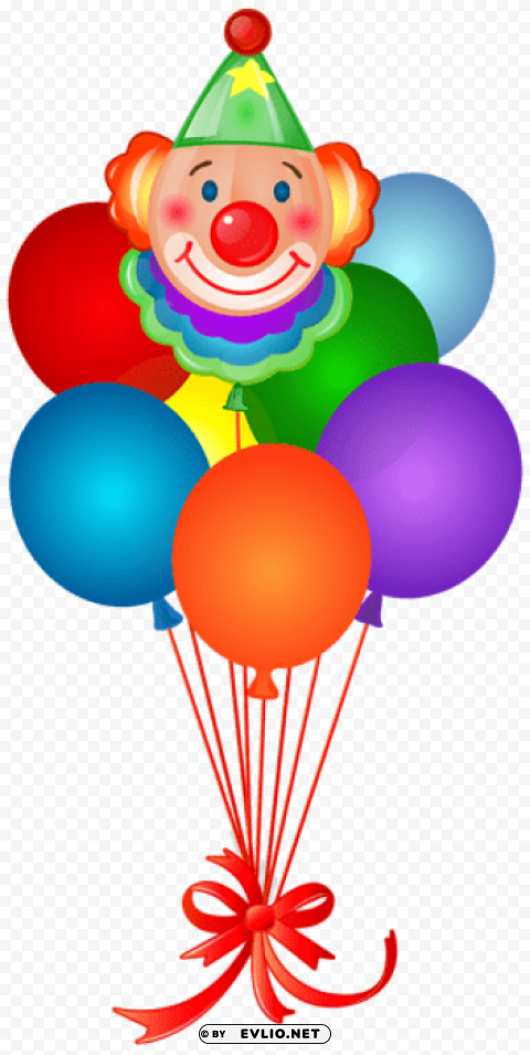 Birthday Balloons With Clown Clear PNG Image