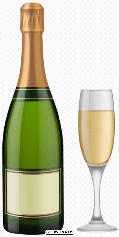 champagne bottle and glass HighQuality PNG with Transparent Isolation