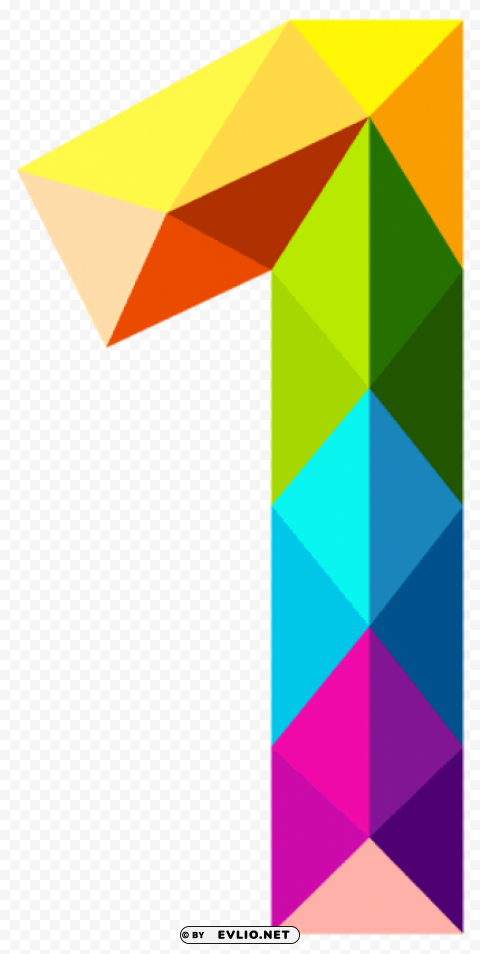 colourful triangles number one Isolated Graphic on Clear PNG
