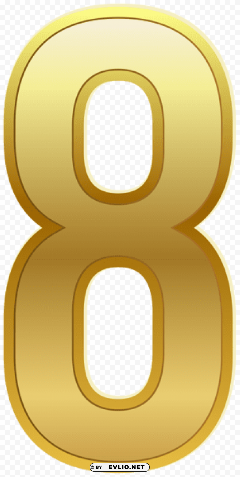 number eight gold classic Isolated Subject on Clear Background PNG