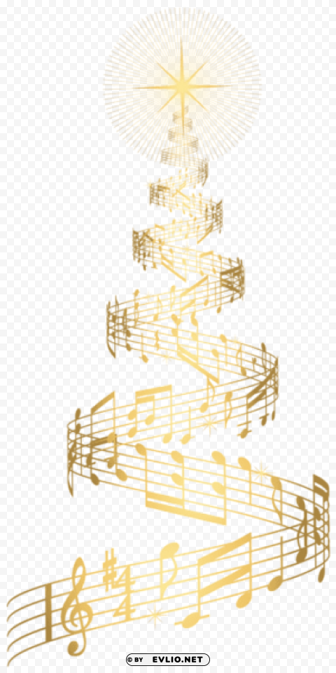 golden music christmas tree transparent PNG pictures with alpha transparency