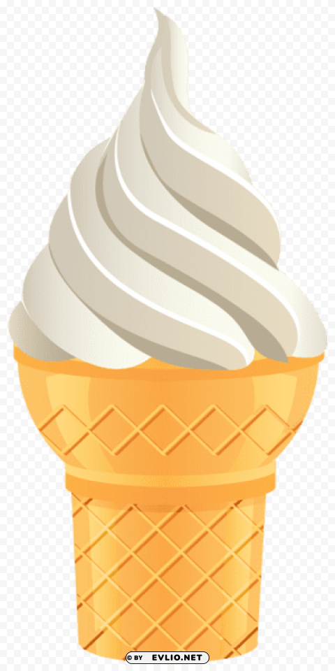 Vanilla Ice Cream Cone Isolated Character On Transparent Background PNG