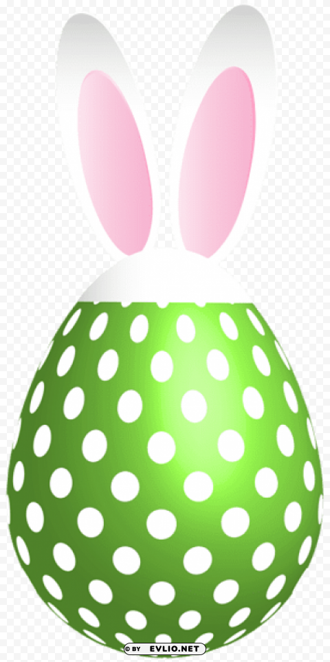 easter dotted bunny egg green Isolated Artwork in Transparent PNG Format