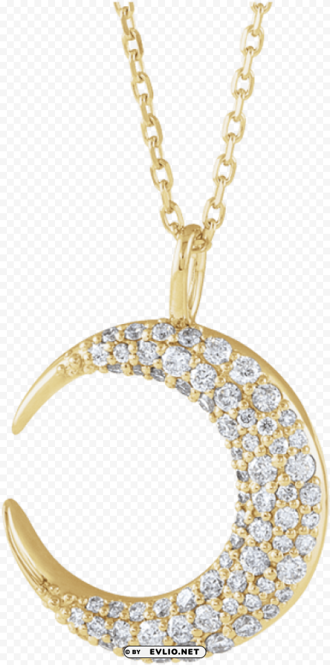 14k yellow gold 13 ctw diamond moon necklace PNG transparent stock images