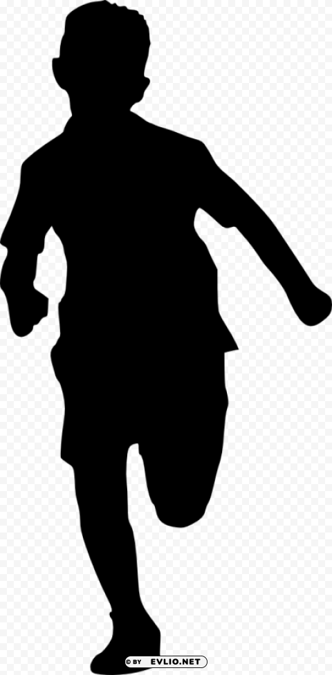 kid running silhouette Clear Background PNG Isolated Graphic
