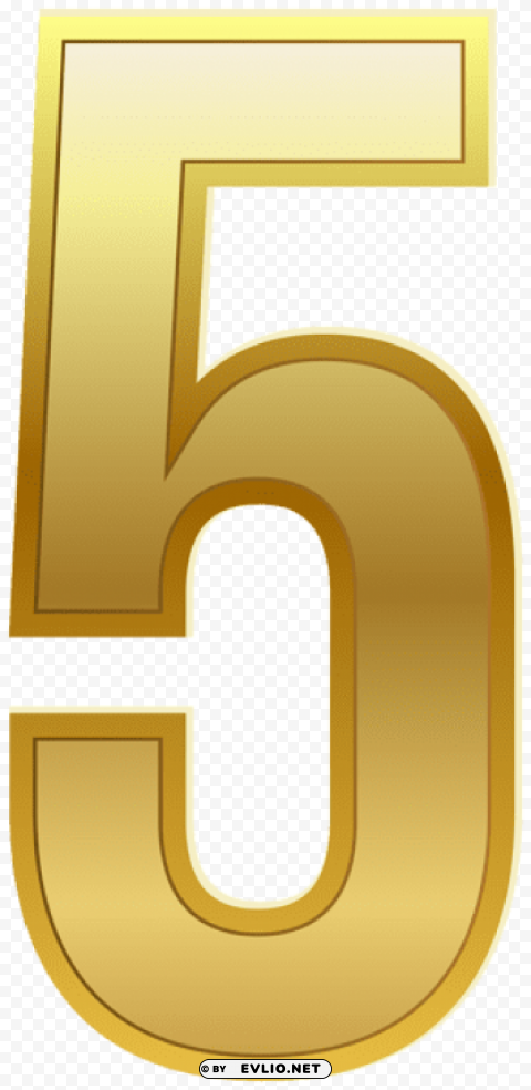 number five gold classic Isolated PNG Object with Clear Background