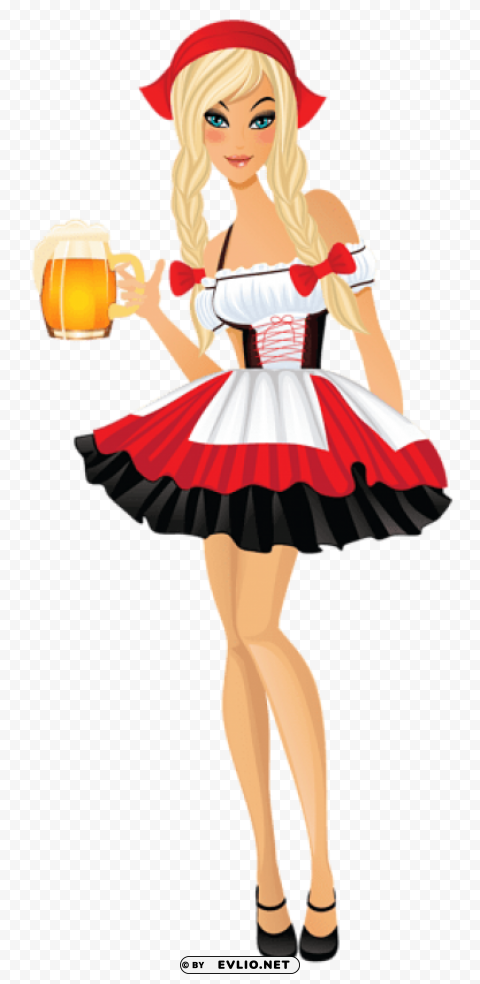 oktoberfest girl with beer mugs Isolated Character with Clear Background PNG