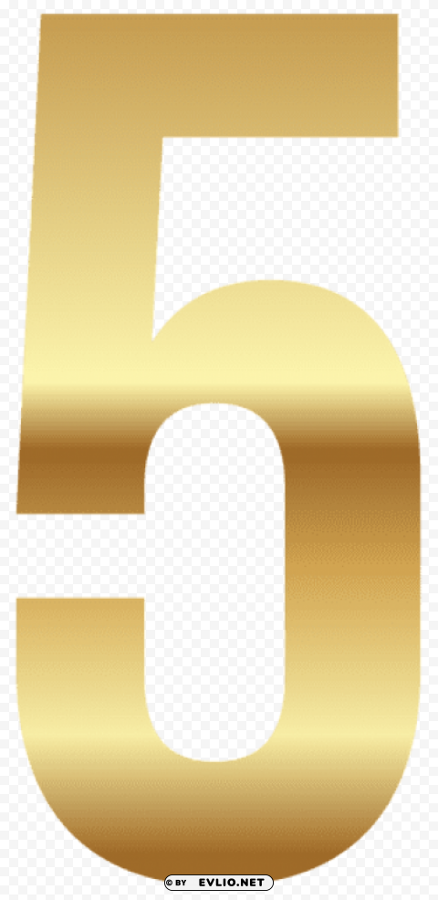 golden number five PNG clipart with transparency