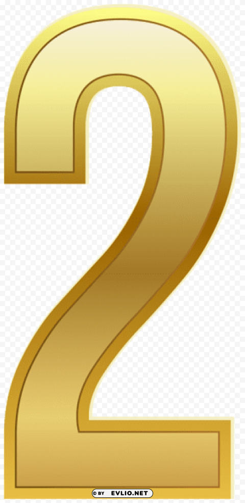 number two gold classic Isolated Object with Transparent Background PNG
