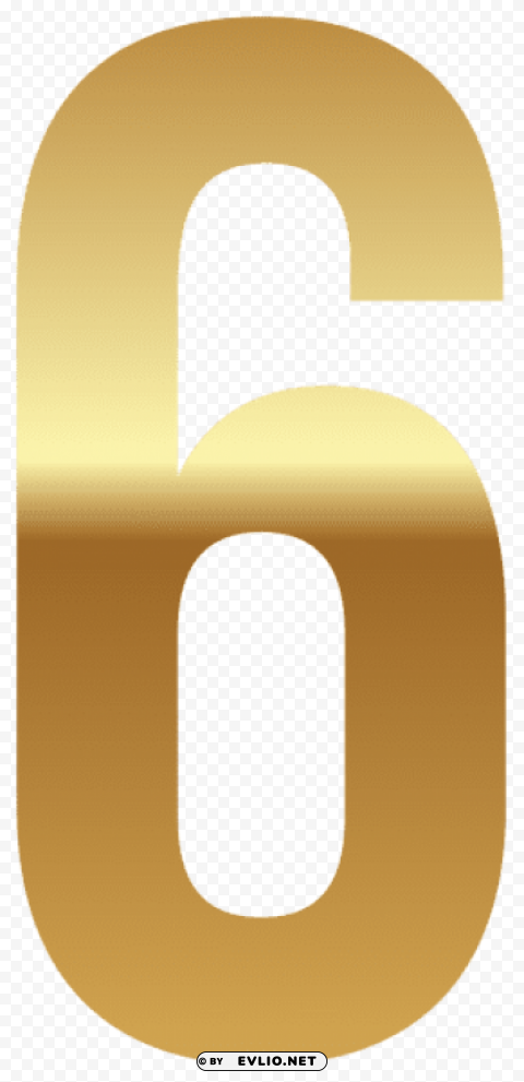 golden number six PNG cutout