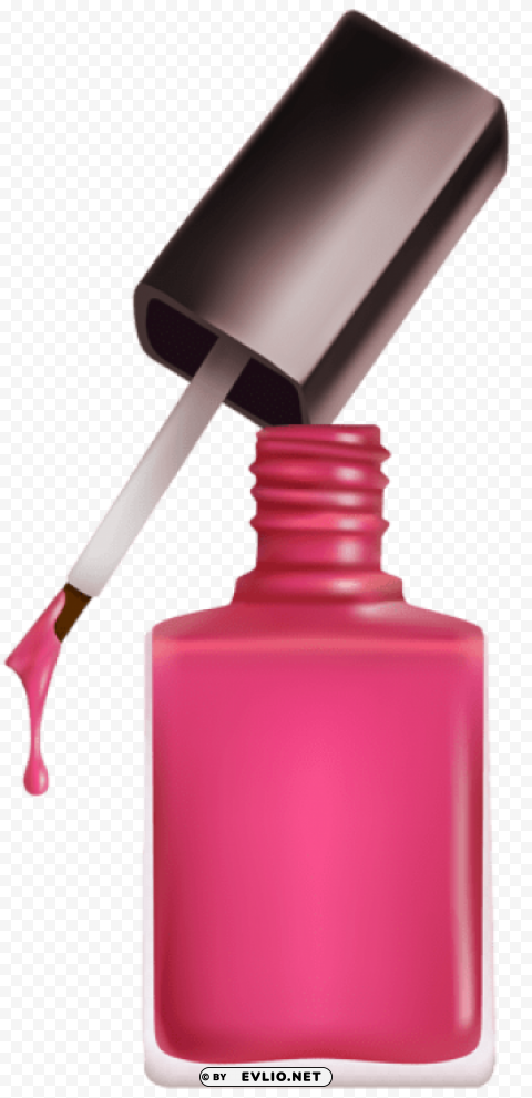 open pink nail polish Clear Background Isolated PNG Graphic