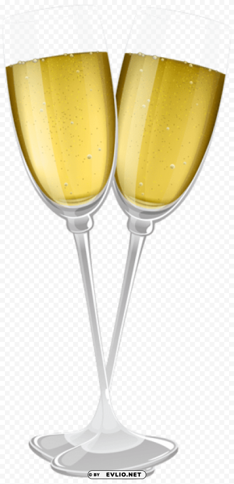 two glasses of champagne transparent Isolated Design Element in HighQuality PNG