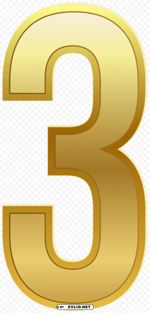 number three gold classic Isolated PNG Graphic with Transparency