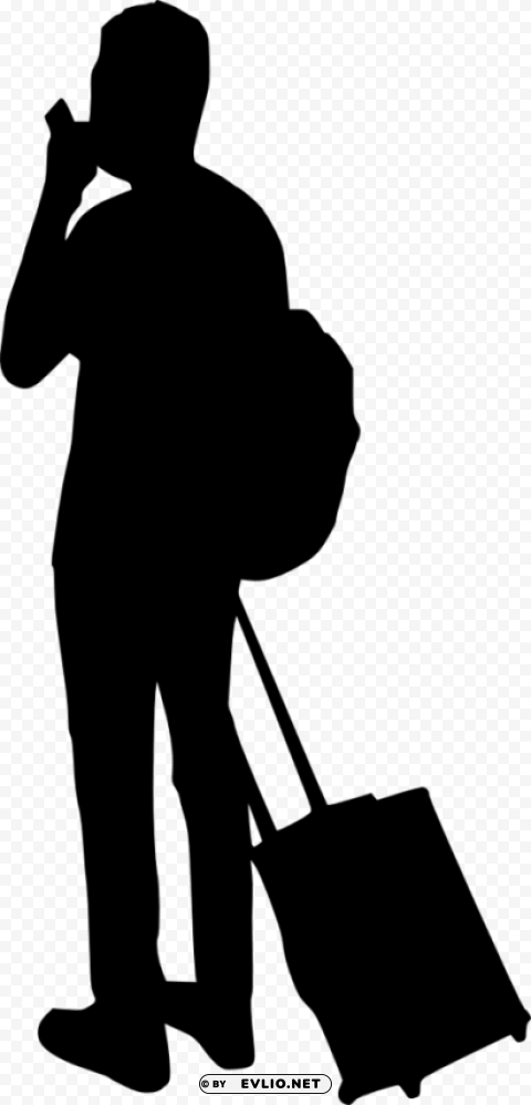 People with Luggage Silhouette Transparent PNG images set