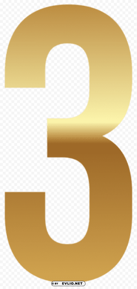 golden number three PNG artwork with transparency