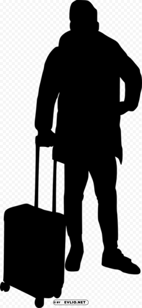People with Luggage Silhouette Transparent PNG Isolated Artwork