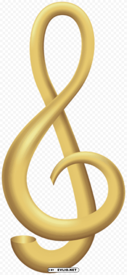 treble clef gold Transparent Background Isolated PNG Art