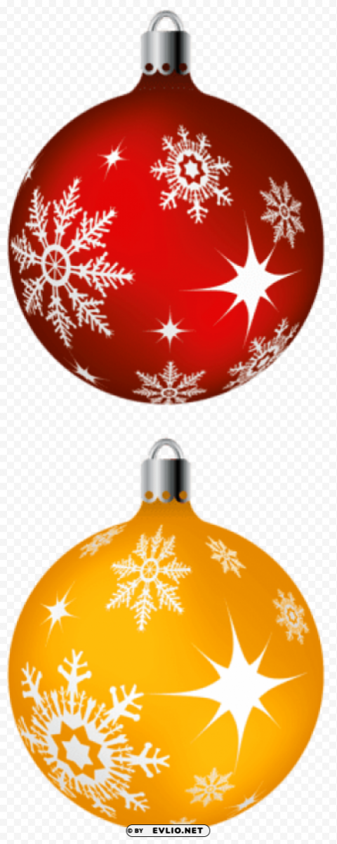 red and yellow christmas ballspicture High Resolution PNG Isolated Illustration