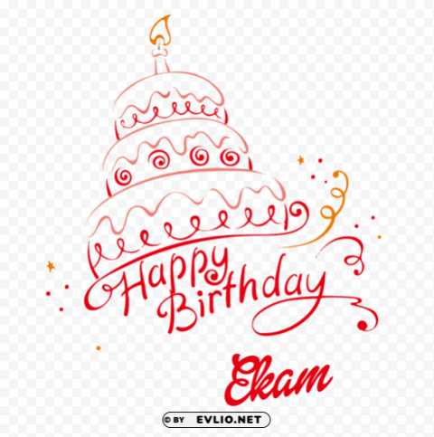 ekam happy birthday name Isolated Design Element in Transparent PNG