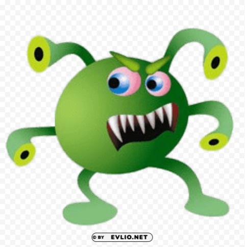 virus with long teeth cartoon Clear Background PNG Isolated Design Element