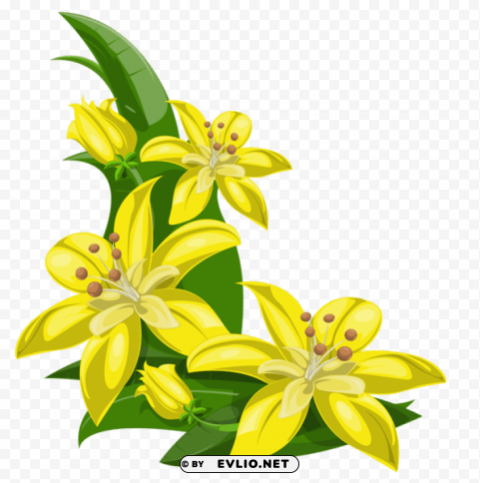 yellow exotic flowers decoration Transparent Background PNG Isolated Item