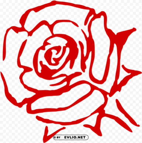 Art Line Red Rose PNG Object Isolated With Transparency