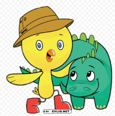 chirp with his dinosaur friend PNG images with transparent layering