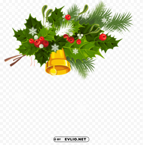 transparent christmas bell mistletoe and snowflakes Clear Background PNG Isolation