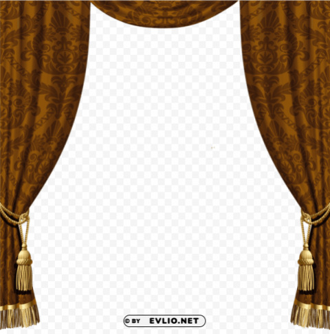  decorative curtains with gold tassels Isolated Artwork on Transparent Background