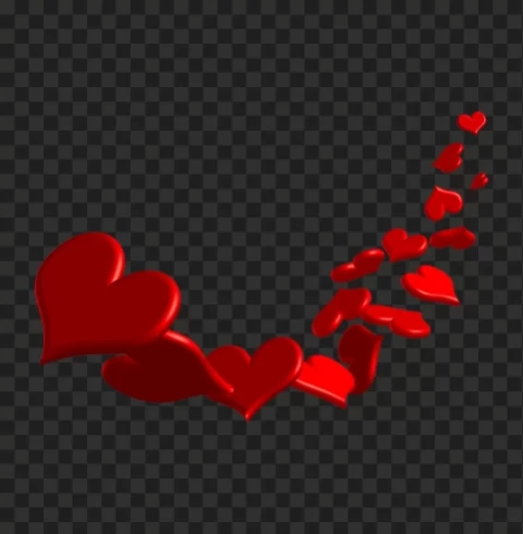 3d red floating hearts love valentines Isolated Graphic on Clear Background PNG