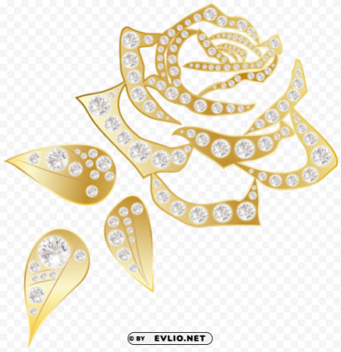 gold rose with diamonds PNG Image Isolated on Transparent Backdrop