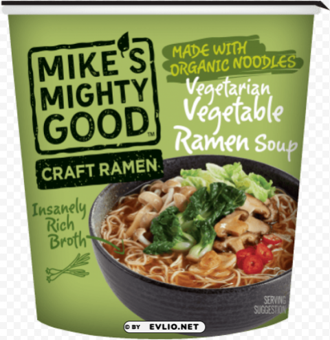 mike's mighty good vegetarian vegetable ramen cup 17oz Transparent Background PNG Isolated Element